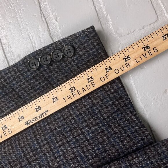 Chaps Blazer‎ Men 46R Blue Gray Houndstooth Lambswool Classic Career Jacket - Picture 10 of 13